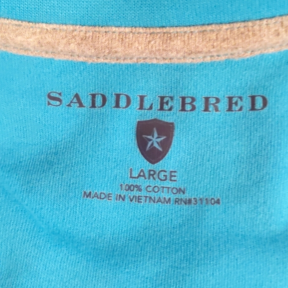 Saddlebred Men's Turquoise Cotton Pullover - Picture 7 of 7